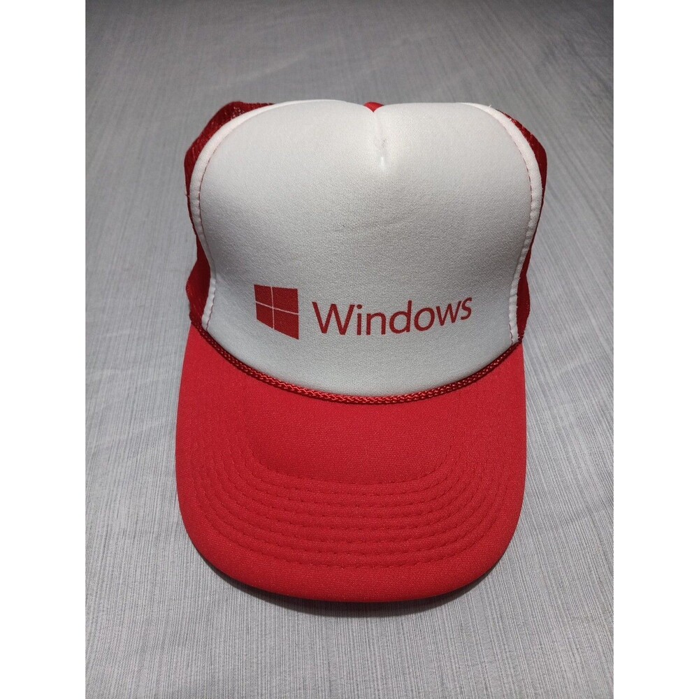 Vtg Microsoft Windows Cap Computer Software Nerd Employee Baseball Trucker Hat